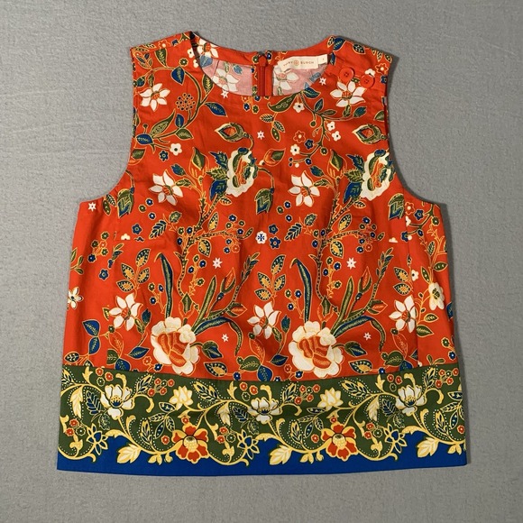 Tory Burch Tops - Tory Burch Dayton Samba Batik FlowerCotton Sleeveless Top Size 4